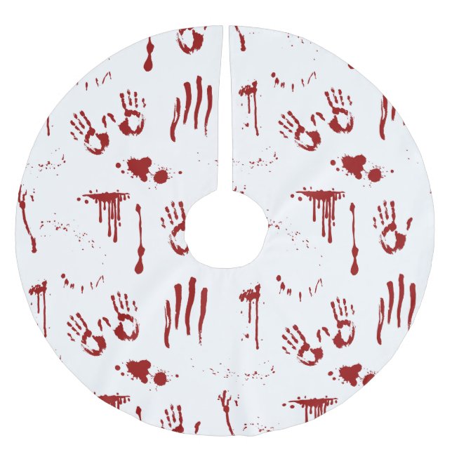 skräckfilm Blood Splatter Bloody Handprint Julgransmatta Borstad Polyester (Framsidan)