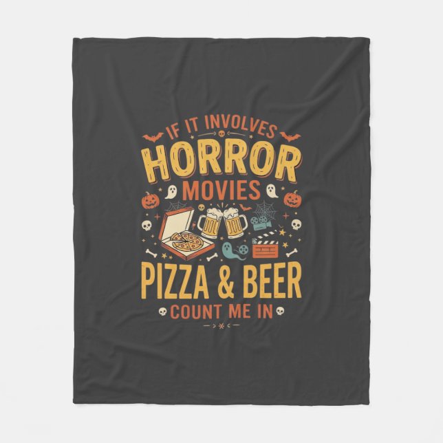 Skräckfilmer Pizza Öl Halloween Design_1 Fleecefilt (Framsidan)