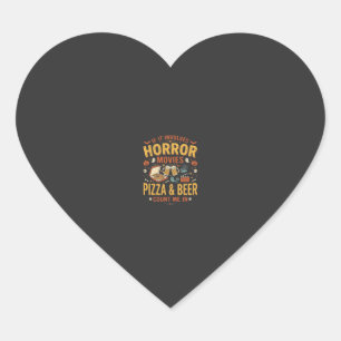 Skräckfilmer Pizza Öl Halloween Design_1 Hjärtformat Klistermärke