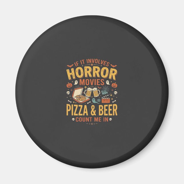 Skräckfilmer Pizza Öl Halloween Design_1 Magnet (Framsidan)