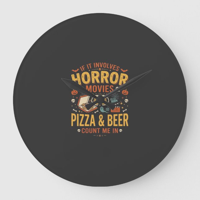 Skräckfilmer Pizza Öl Halloween Design_1 Stor Klocka (Framsida)