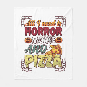 Skräckfilms Pizza Halloween Pumpa Skalle Skiva_1 Fleecefilt