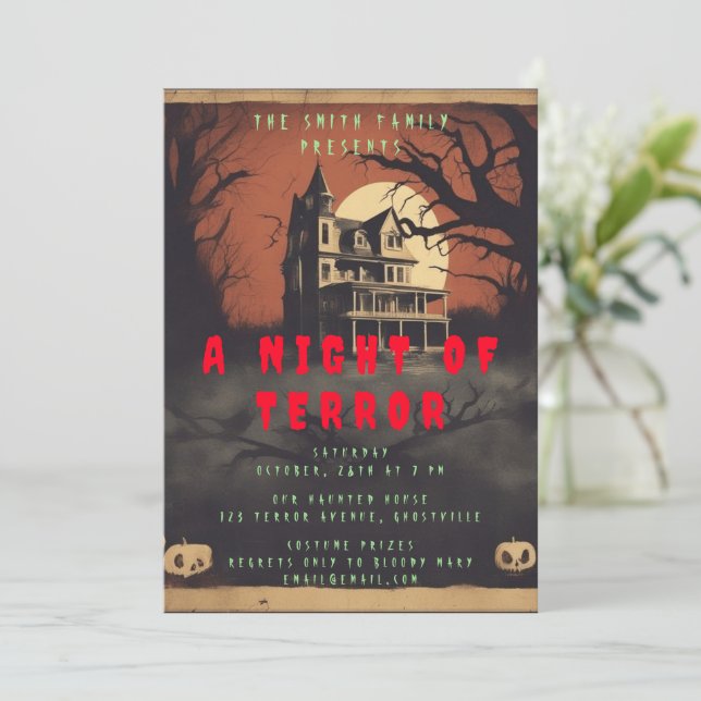 Skräckfilmsaffisch Halloween-fest Invitation Inbjudningar (Stående Fram)