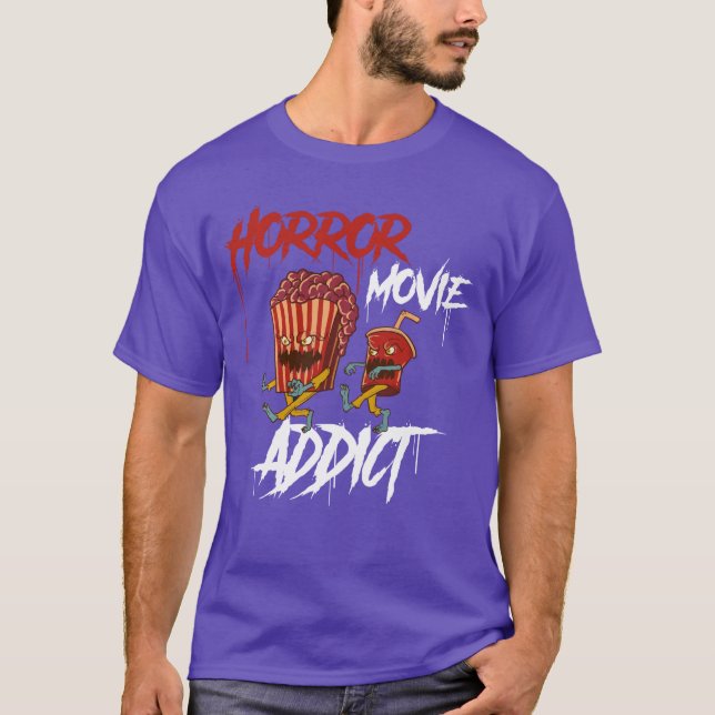 Skräckfilmsberoende present t shirt (Framsida)