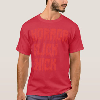 Skräckfilmsflicka Titta på skräckfilmer Blodigt de T Shirt