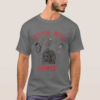 Skräckfilmsmissbrukare Zombie Vampire Skelett Skrä T Shirt