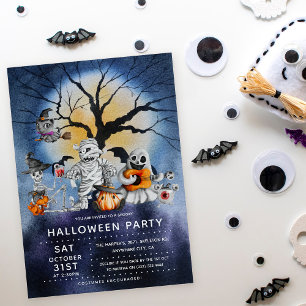 Skräckfulla barns Halloween-fest Inbjudningar