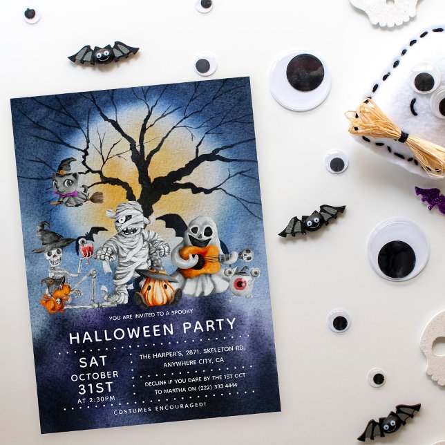 Skräckfulla barns Halloween-fest Inbjudningar (Skapare uppladdad)