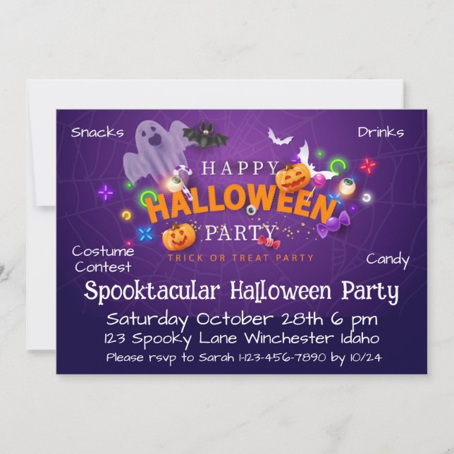 Skräckfulla Halloween-fest Inbjudningar (Framsida)