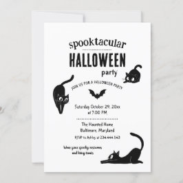 Skräckfulla Halloween Svarta Katter Fest Inbjudningar