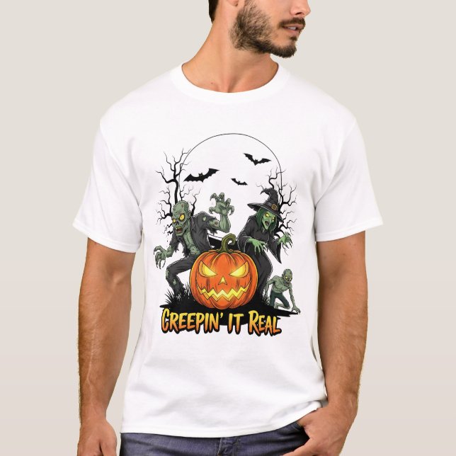 Skräckfulla Halloween T-shirt för kul (Framsida)