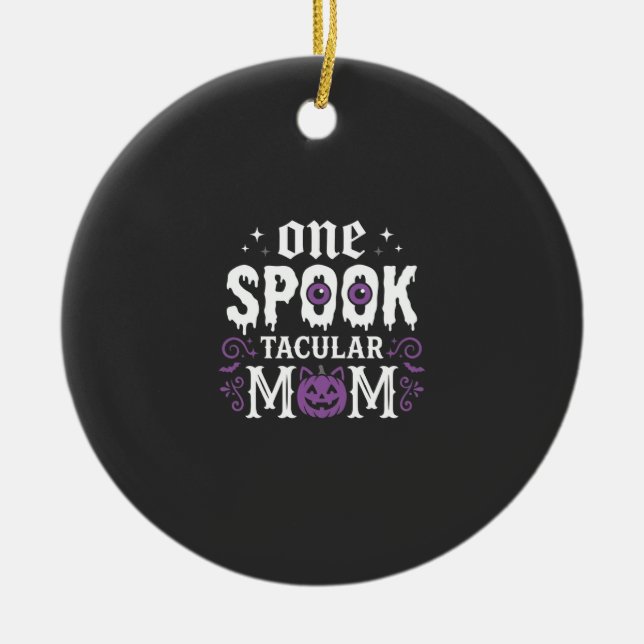 Skräckfulla mammas Halloween-design_1 Julgransprydnad Keramik (Framsidan)