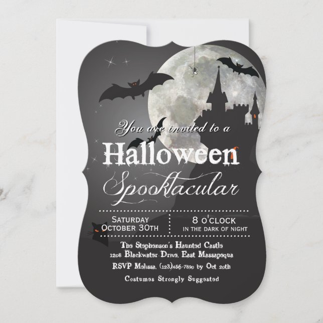 Skräckfulla mörka natt Halloween-firande  Inbjudningar (Framsida)