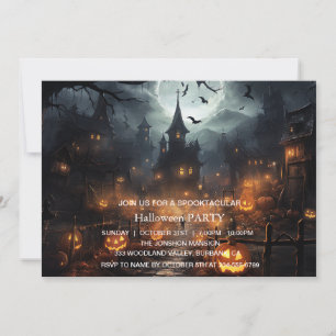 Skräckfulla mörka spökhuset Halloween-fest Inbjudningar
