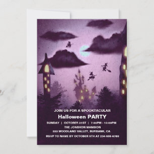 Skräckfulla mörka spökhuset Halloweenfest I Inbjudningar