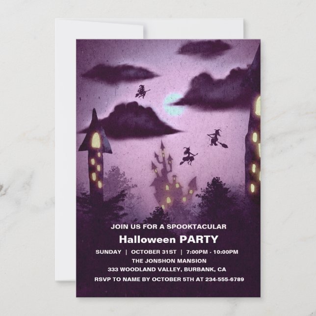 Skräckfulla mörka spökhuset Halloweenfest I Inbjudningar (Framsida)