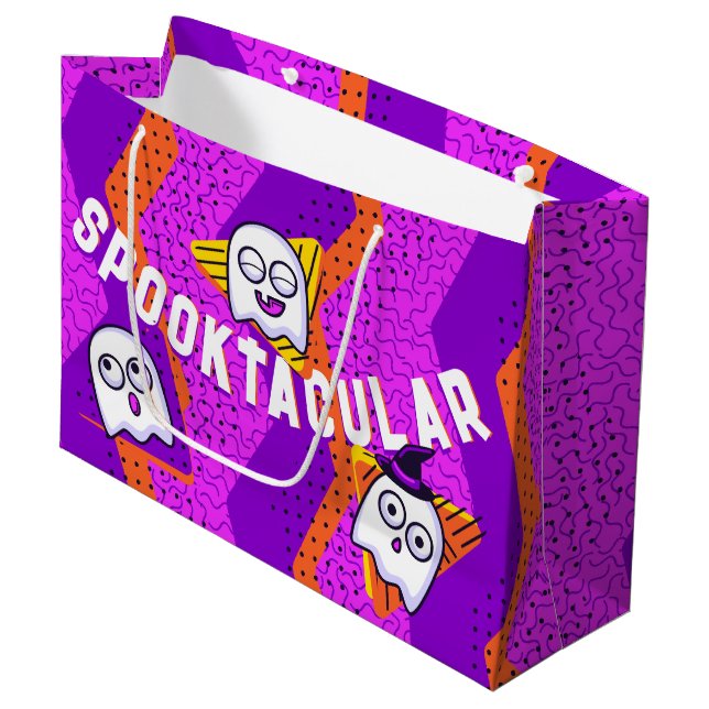 Skräckfulla spöken lila presentpåse (Framsidan Vinklad)