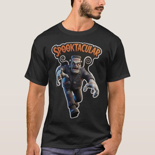 Skräckfylld Frankenstein-monster-grafik T Shirt (Framsida)