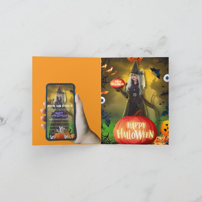 Skräckfylld Halloween födelsedagsinbjudan Inbjudan (Inuti)