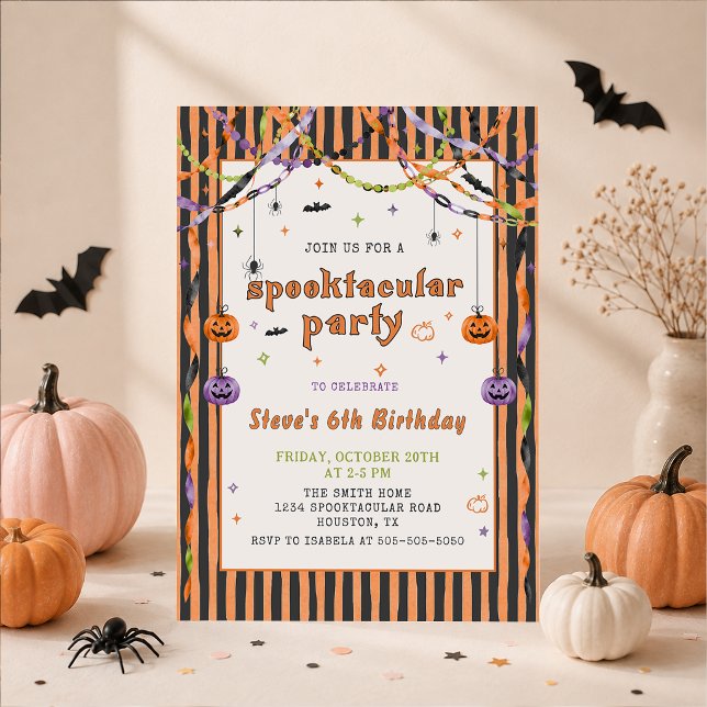 Skräckfylld Halloween-födelsedagsinbjudan Inbjudningar (Skapare uppladdad)