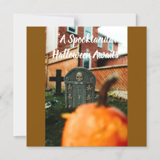 Skräckfylld Halloween-hälsningskort med pumpa Magnetisk Inbjudningskort