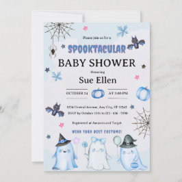 Skräckfylld Halloween-vattenfärg Baby Shower Inbjudningar