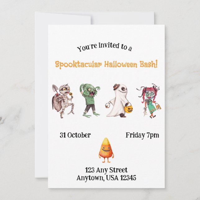 Skräckfylld Halloweenfest Inbjudningar (Framsida)