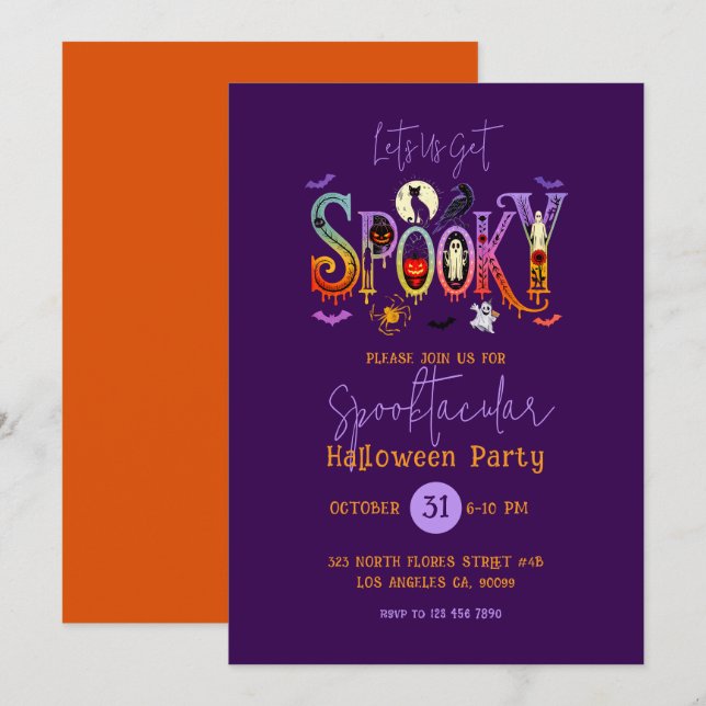 Skräckfylld Halloweenfest Invitation Inbjudningar (Fram/baksida)