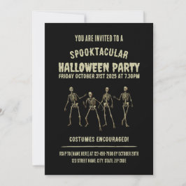 Skräckfylld Halloweenfest. Roliga skelett Inbjudningar