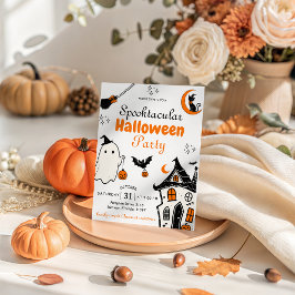 Skräckfylld Halloweenfest Roligt Spöke Inbjudan