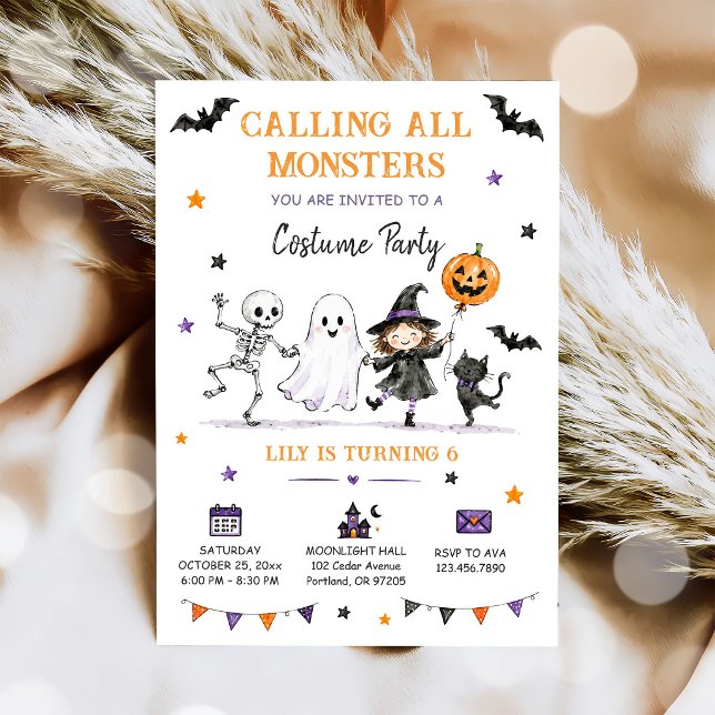 Skräckfylld Kostymfest Halloween Inbjudningar (Skapare uppladdad)