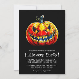 Skräckfylld leende pumpa Halloween-fest Inbjudningar