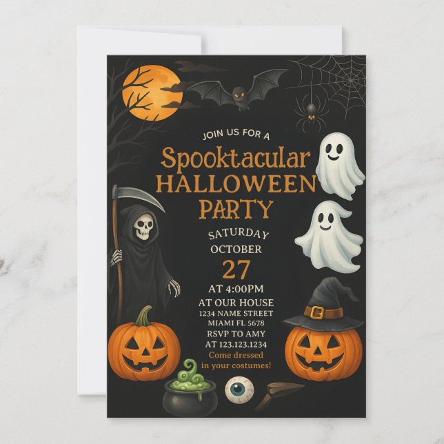 Skräckfylld spökfest Halloween-inbjudan Inbjudningar (Framsida)