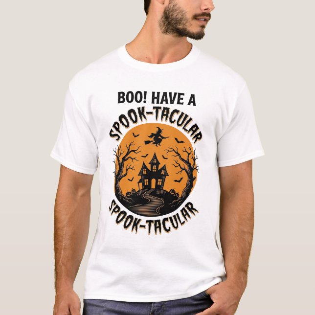 Skräckfyllda Halloween Spökhus Vintage T-Shirt (Framsida)