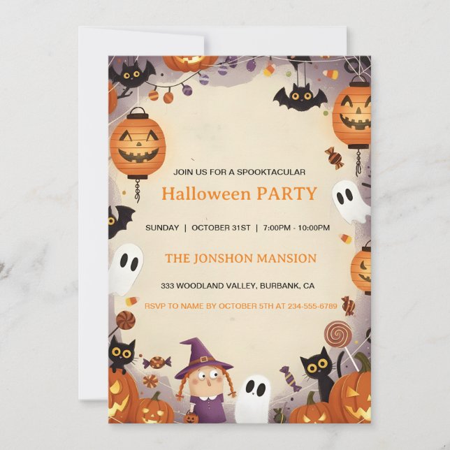 Skräckfyllda Mörka Spökhuset Halloweenfest  I Inbjudningar (Framsida)