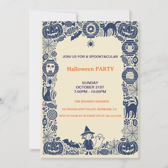 Skräckfyllda Mörka Spökhuset Halloweenfest  Inbjudningar (Framsida)