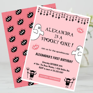 Skräckfyllda skräckinjagande ett Halloween 1-års f Inbjudningar