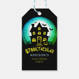 Skräckfyllda Spökhus Halloween-firande Presentetikett