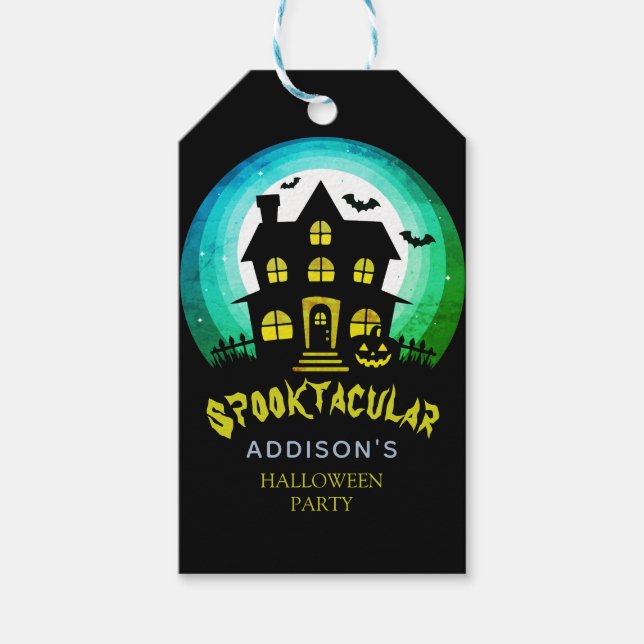 Skräckfyllda Spökhus Halloween-firande Presentetikett (Framsidan)