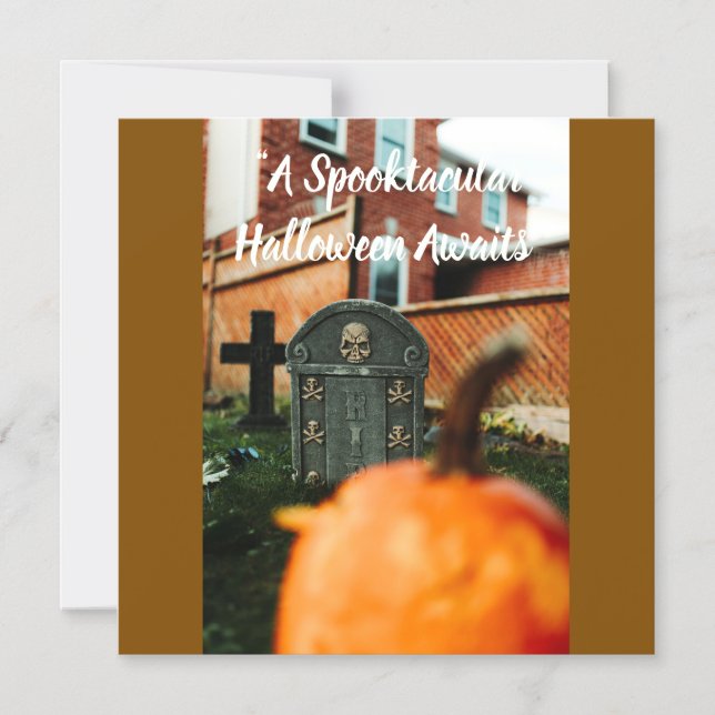 Skräckfyllt Halloween- gratulationskort med pumpa  Magnetisk Inbjudningskort (Framsida)