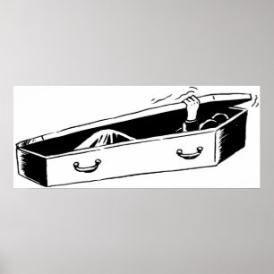 Skräckhand som sticker ut ur kistan poster
