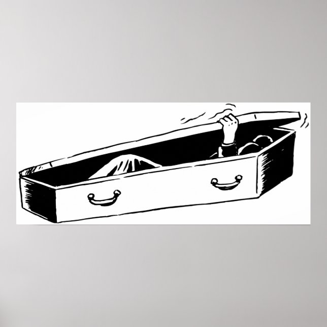 Skräckhand som sticker ut ur kistan poster (Framsidan)