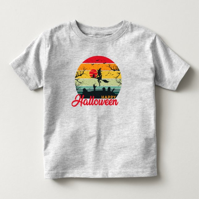 Skräckhaxa Flygande kvast God Halloween T Shirt (Framsida)