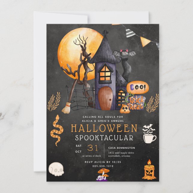 Skräckhus Halloween-fest Invitation Inbjudningar (Framsida)