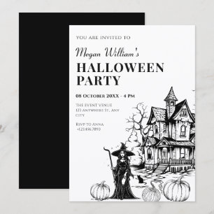 Skräckhus halloween inbjudningar