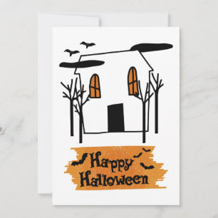 Skräckhus Halloween Söt Klotter T-Shirt Julkort