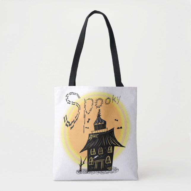 Skräckhus Halloween Spöklik  Tygkasse (Framsida)