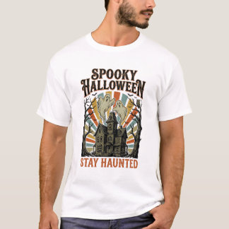 Skräckhus Halloween-tröja med vintage-spöke P T Shirt