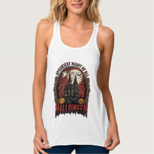 Skräckhus Halloween Vintage Gravyr Skräckinjagande Linne Med Racerback