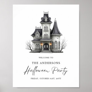 Skräckhus Halloweenfest för vuxna välkomstskylt Poster